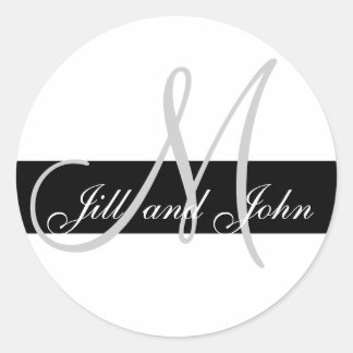Personalizado boda Monograma M Nombres Sello negro
