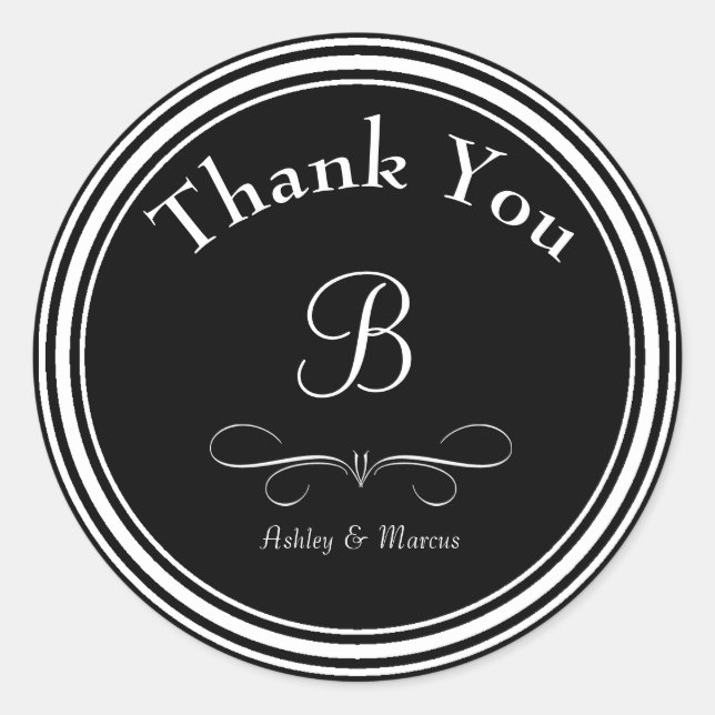 Personalizado Boda Monograma Pegatina redondo (Anverso)