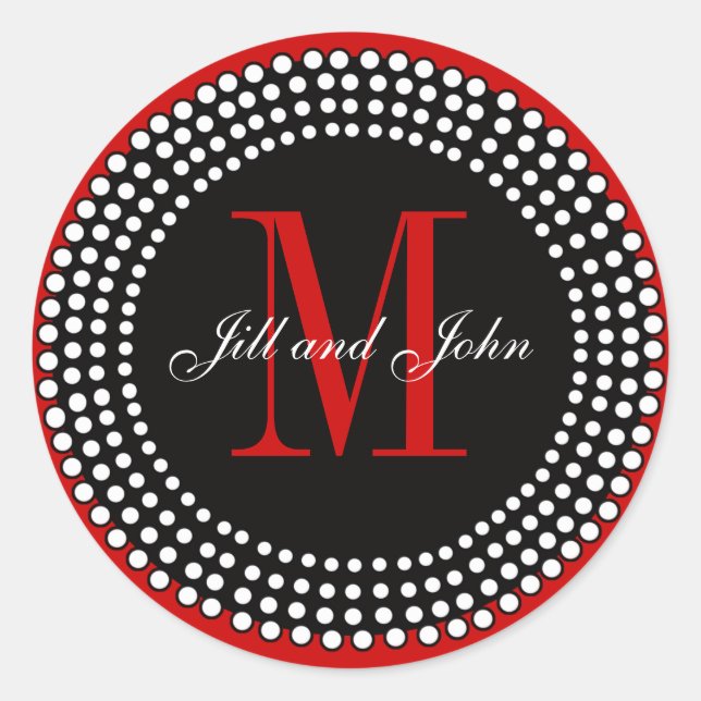 Personalizado boda Monograma y nombres Etiqueta ro (Anverso)