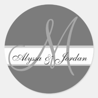 Personalizado boda Monograma y nombres Sello gris