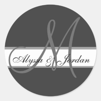 Personalizado boda Monograma y nombres Sello gris