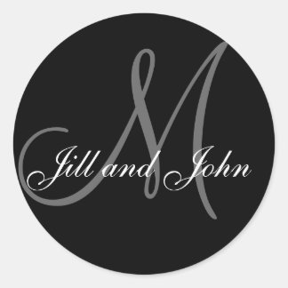 Personalizado boda Monograma y nombres Sello negro