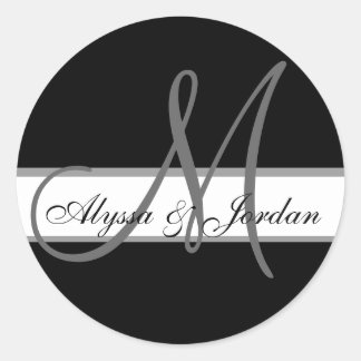 Personalizado boda Monograma y nombres Sello negro