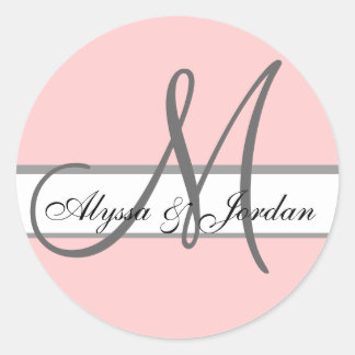 Personalizado boda Monograma y nombres Sello rosa