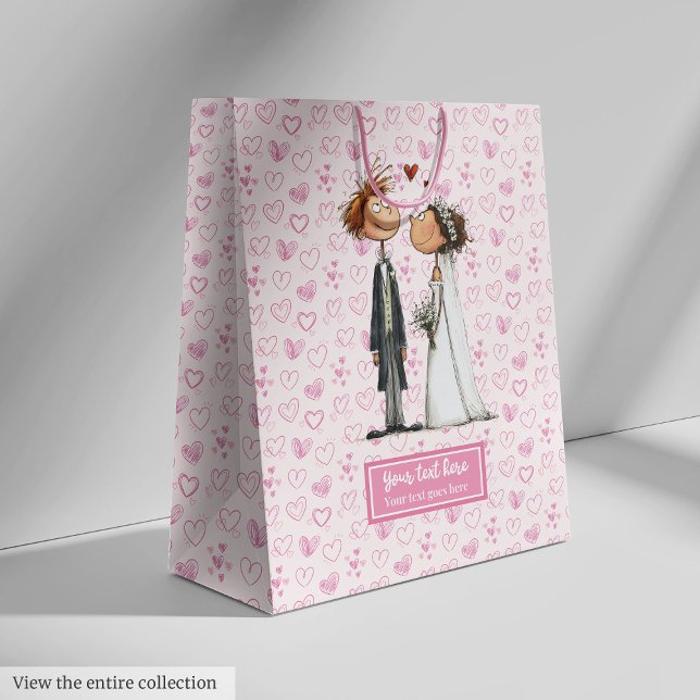 Personalizado Boda Pareja Bolsa de regalo Diversió (Cartoon Wedding Couple Gift Bag Personalized Fun)
