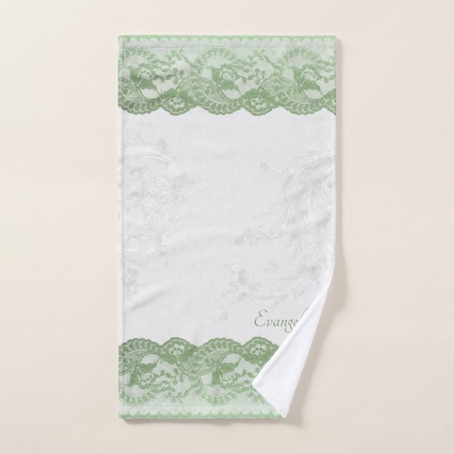 Personalizado Boho Sage Faux Lace (Toalla de mano)