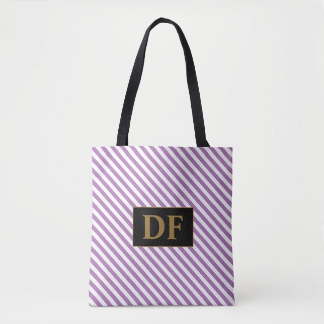 Personalizado Bolsa De Tote Purple/White Stripes I (Anverso)