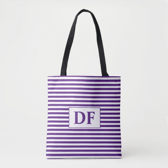 Personalizado Bolsa De Tote Purple/White Stripes I (Anverso)