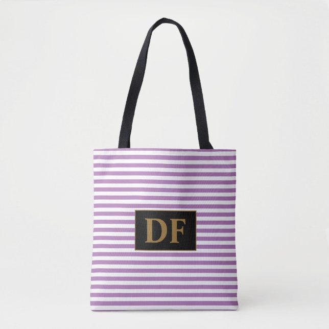 Personalizado Bolsa De Tote Purple/White Stripes I (Anverso)
