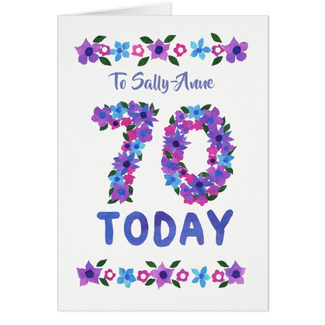 Personalizado Bonito Floral 70 cumpleaños, para cu (Frente)