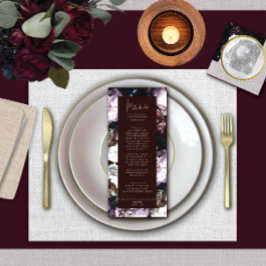 Personalizado Borgoña Boda floral Menú