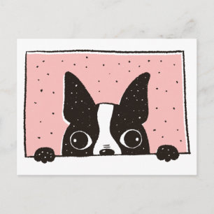 Personalizado Boston Terrier en la postal de la ve