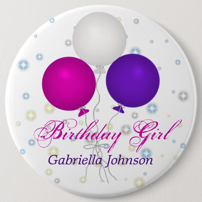 Personalizado: Botón del chica del cumpleaños (Anverso)