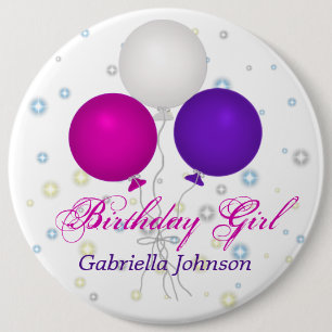 Personalizado: Botón del chica del cumpleaños
