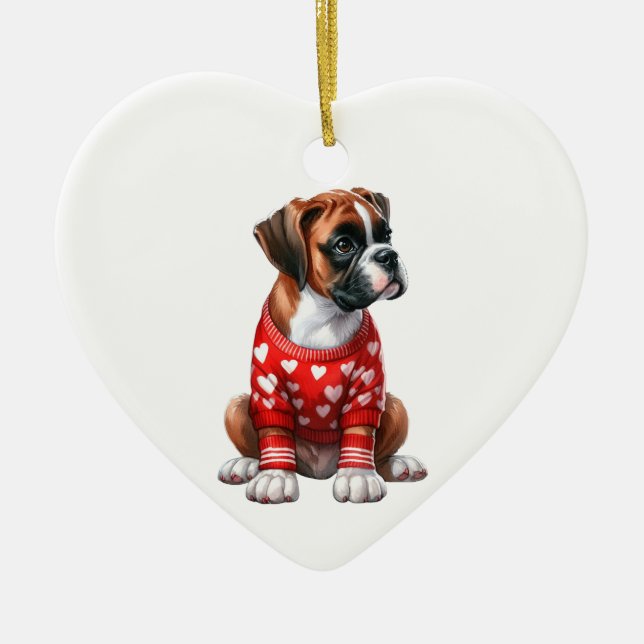 Personalizado Boxer Dog Fun Valentine Ornamento ce (Frente)