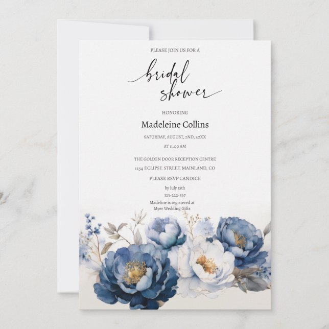 Personalizado Bridal Shower peony bouquet Invitaci (Anverso)