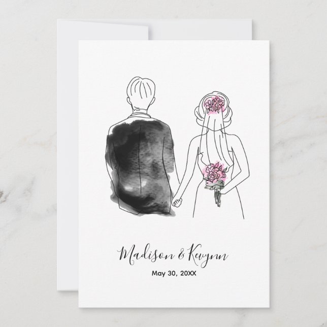 Personalizado Bride y Groom | Tarjeta de ducha de  (Anverso)