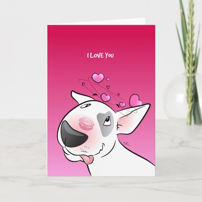 Personalizado Bull Terrier "¡Te amo!" Tarjeta medi (Anverso)