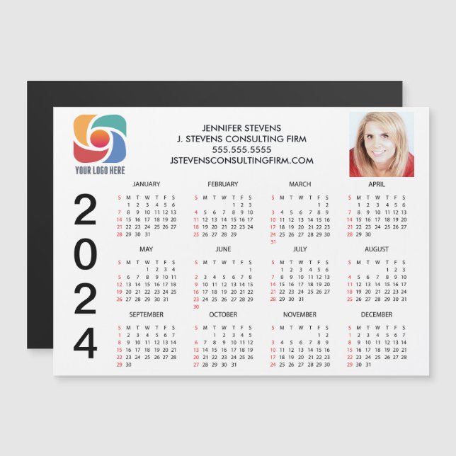 Personalizado Business Logo 2024 Company Calendar  (Anverso/Reverso)