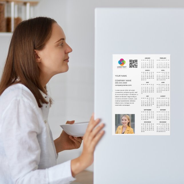 Personalizado Business Logo 2026 Company Calendar  (Modern Custom Business Logo Photo About Info 2026 Company Promotional Marketing Calendar Magnet )