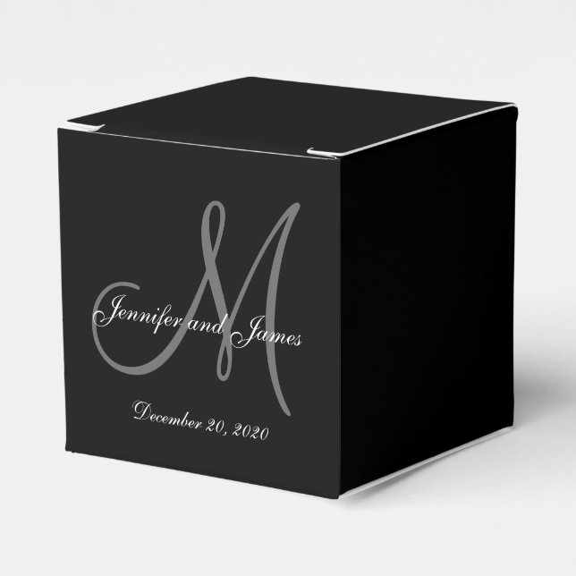 Personalizado Caja de Favor de Boda de Monograma d (Costado Anverso)