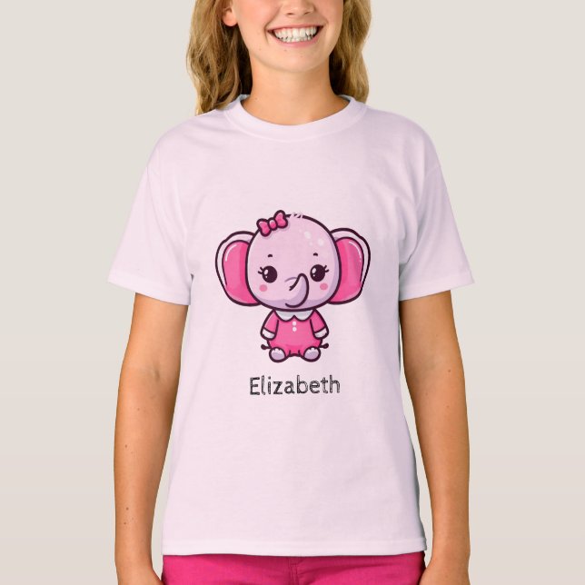 Personalizado | Camiseta Cute Baby Pink Elephant (Anverso)