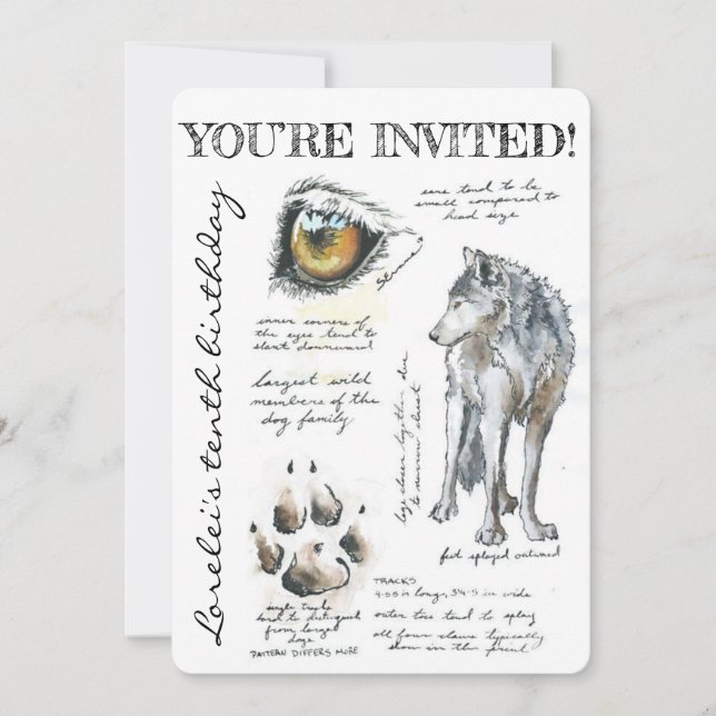 Personalizado Canis Lupus Ilustracion Invitación (Anverso)