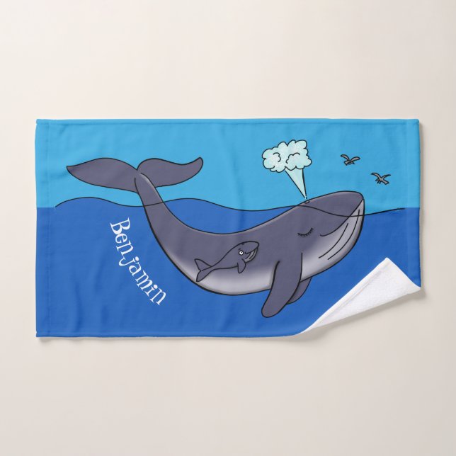 Personalizado caprichoso de ballenas y terneros (Toalla de mano)
