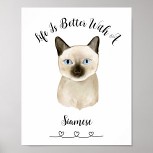 Personalizado Cat Siamese Mascota Poster de arte e