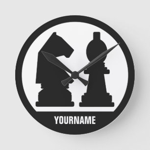 PERSONALIZADO CHESS monograma relojes de pared