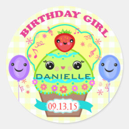 Personalizado Chica de cumpleaños Kawaii Pegatinas