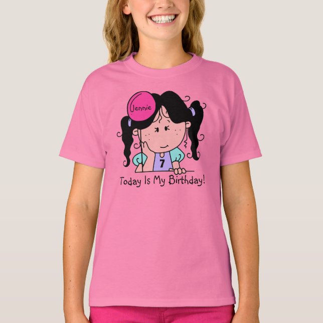 Personalizado Chica de pelo negro w. Camiseta Ball (Anverso)