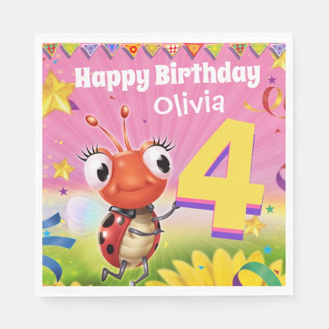 Personalizado chica de servilleta de papel de cump (Anverso)