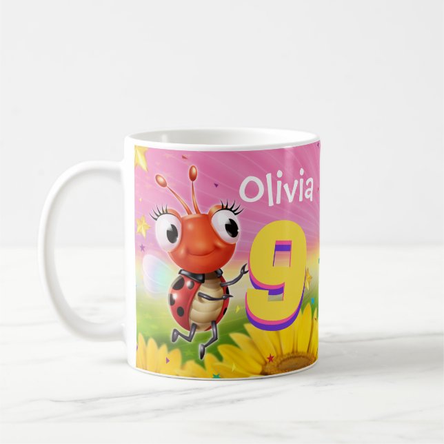 Personalizado chica de tazas de cumpleaños 9 años  (Izquierda)