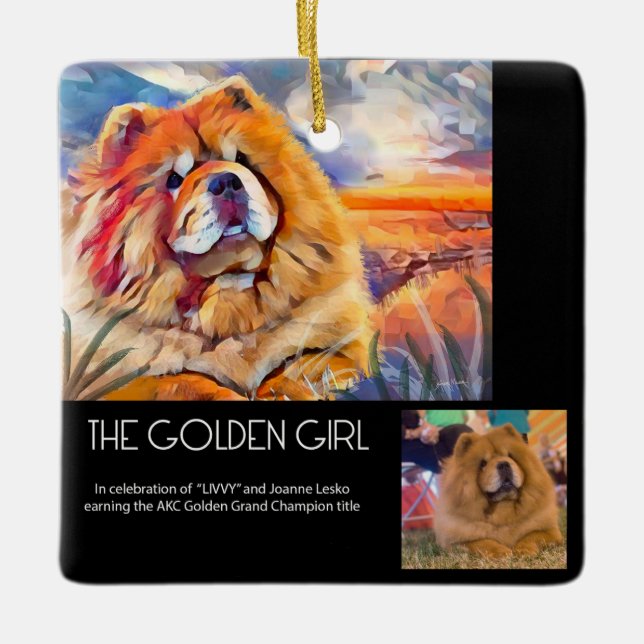 PERSONALIZADO CHICA GOLDEN para el adorno cerámico (Anverso)