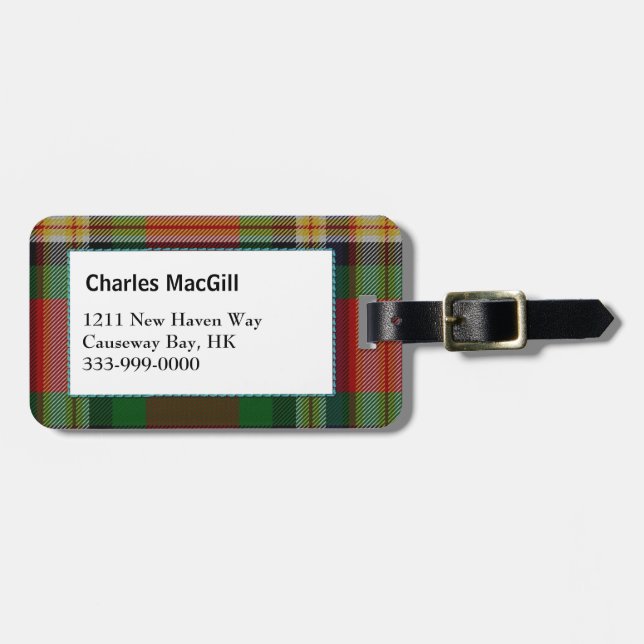 Personalizado Clan MacGill Tartán Etiqueta de equi (Frente Horizontal)