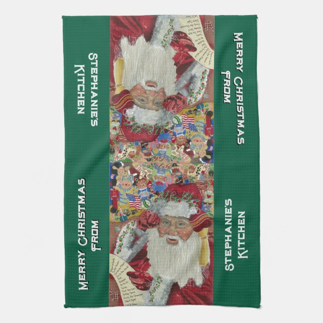 Personalizado Classic Santa Kitchen Toallas Navida (Vertical)