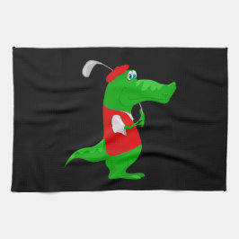 Personalizado cocodrilo Golfer en cocina y toalla