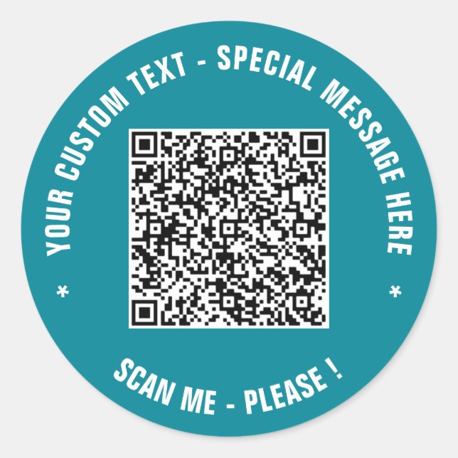 Personalizado Código QR Pegatina de texto plantill (Anverso)