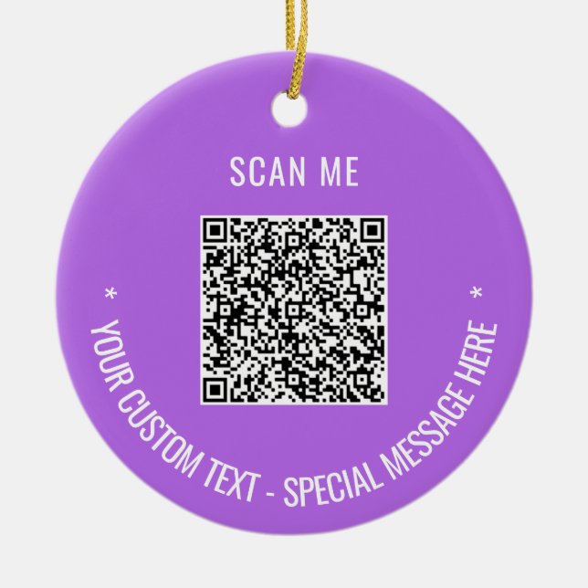 Personalizado Código QR Texto Ornamento de Navidad (Frente)