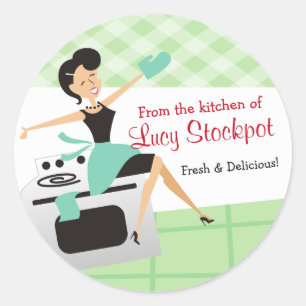 Personalizado color ama de casa cocinar etiqueta d