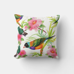 Personalizado Colorido Pájaros Almohada cuadrada