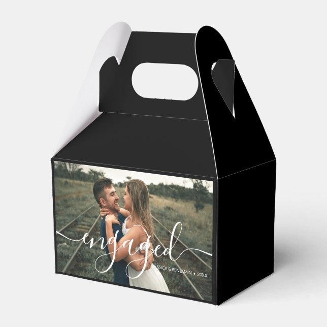 Personalizado Compromiso Foto Caja de Favor Negra (Front Side)