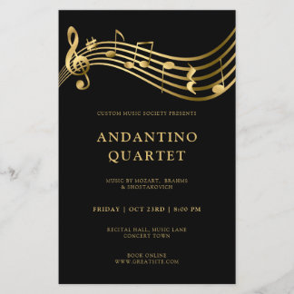 Personalizado Concert Flyer Template Music Gold No