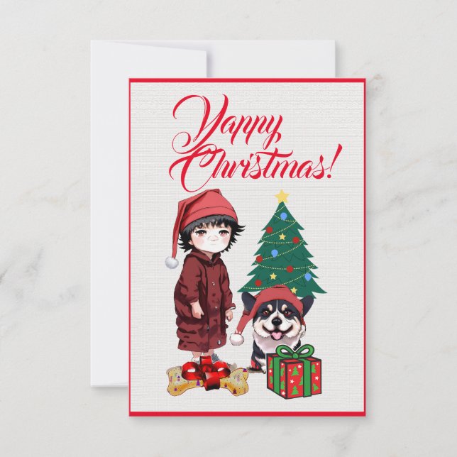 Personalizado Corgi perro con tarjeta de Navidad C (Anverso)