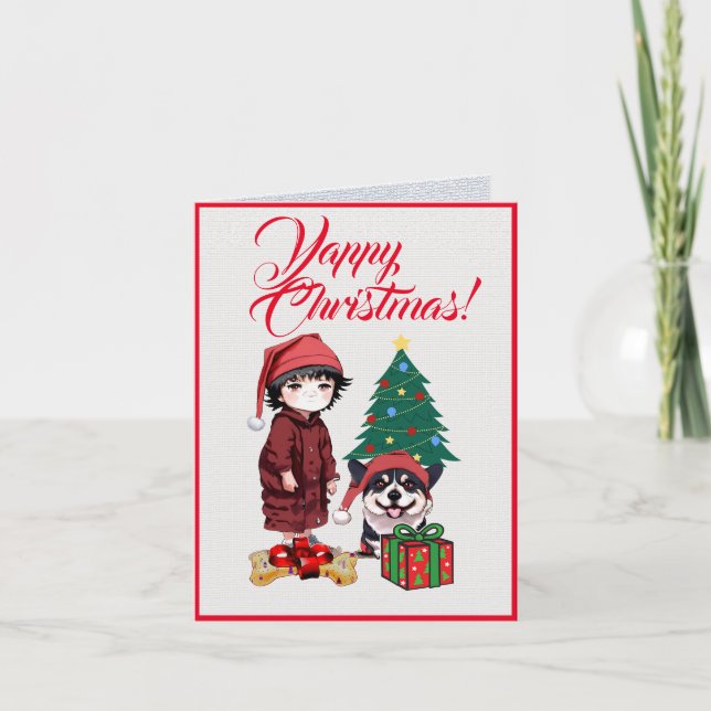 Personalizado Corgi perro con tarjeta navideña (Anverso)