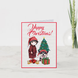 Personalizado Corgi perro con tarjeta navideña