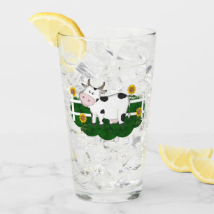 Personalizado Cow Scene 16 oz Bebida Glass