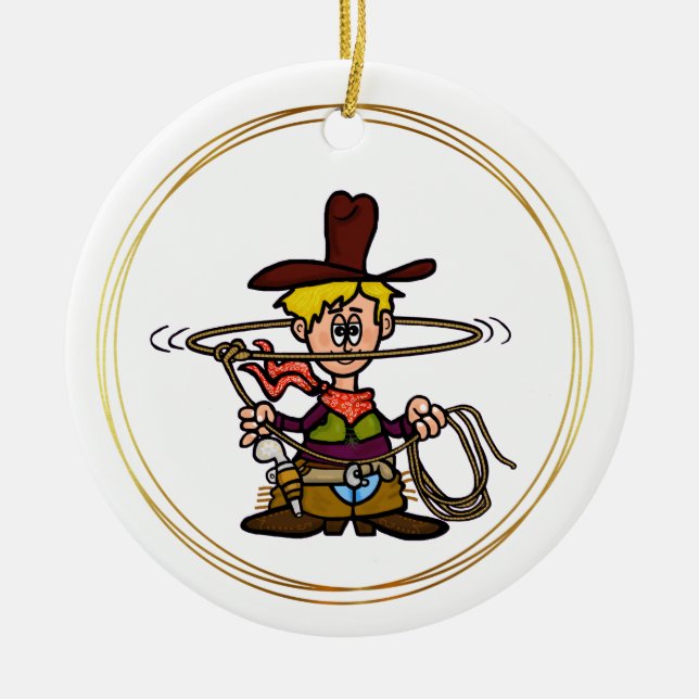 Personalizado Cowboy con ornamento de Rope (Frente)