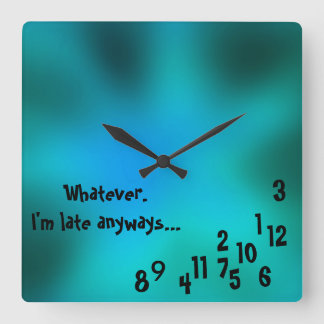 Personalizado cuadrado verde, reloj azul